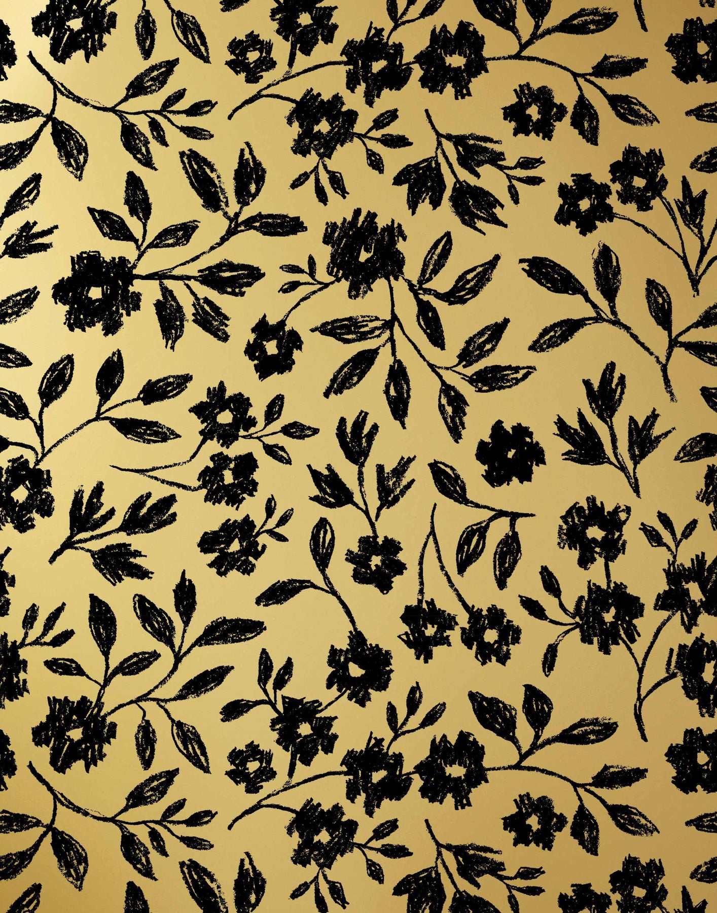 gold and black floral wallpaper
